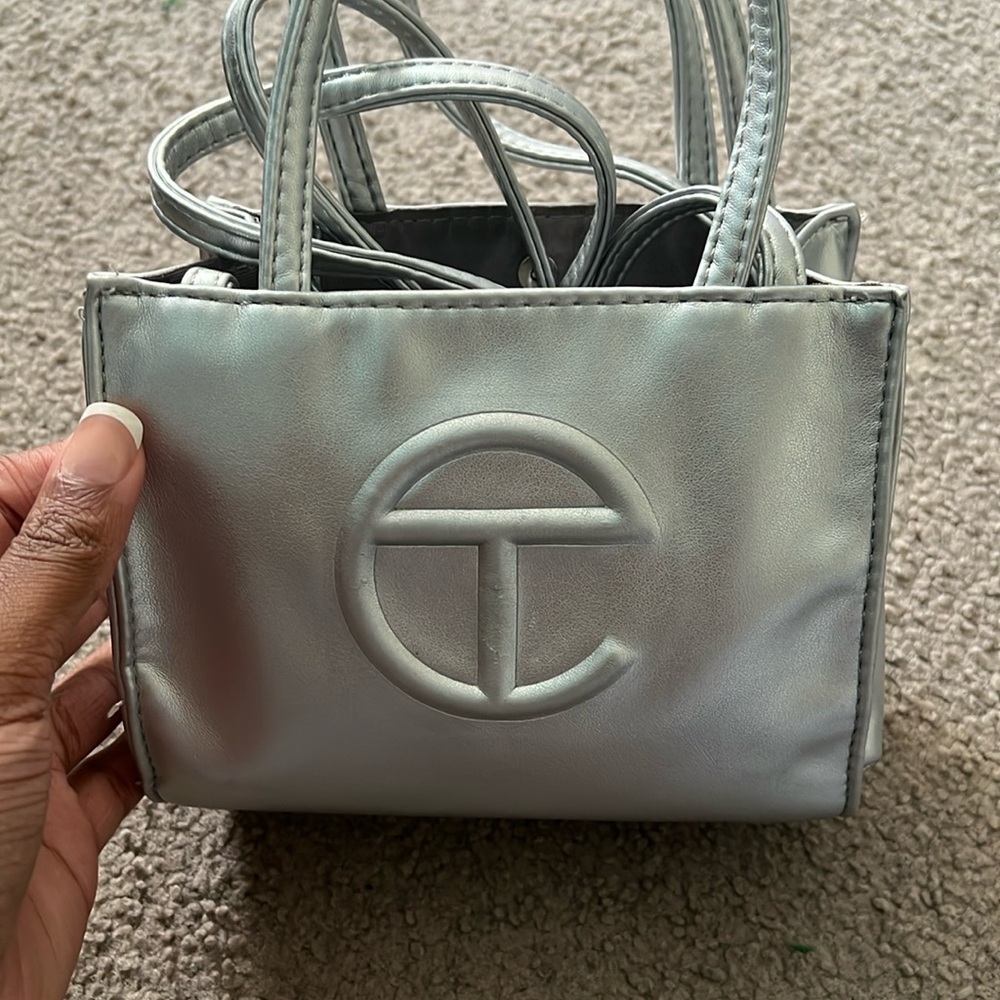 Silver mini Telfar Bag